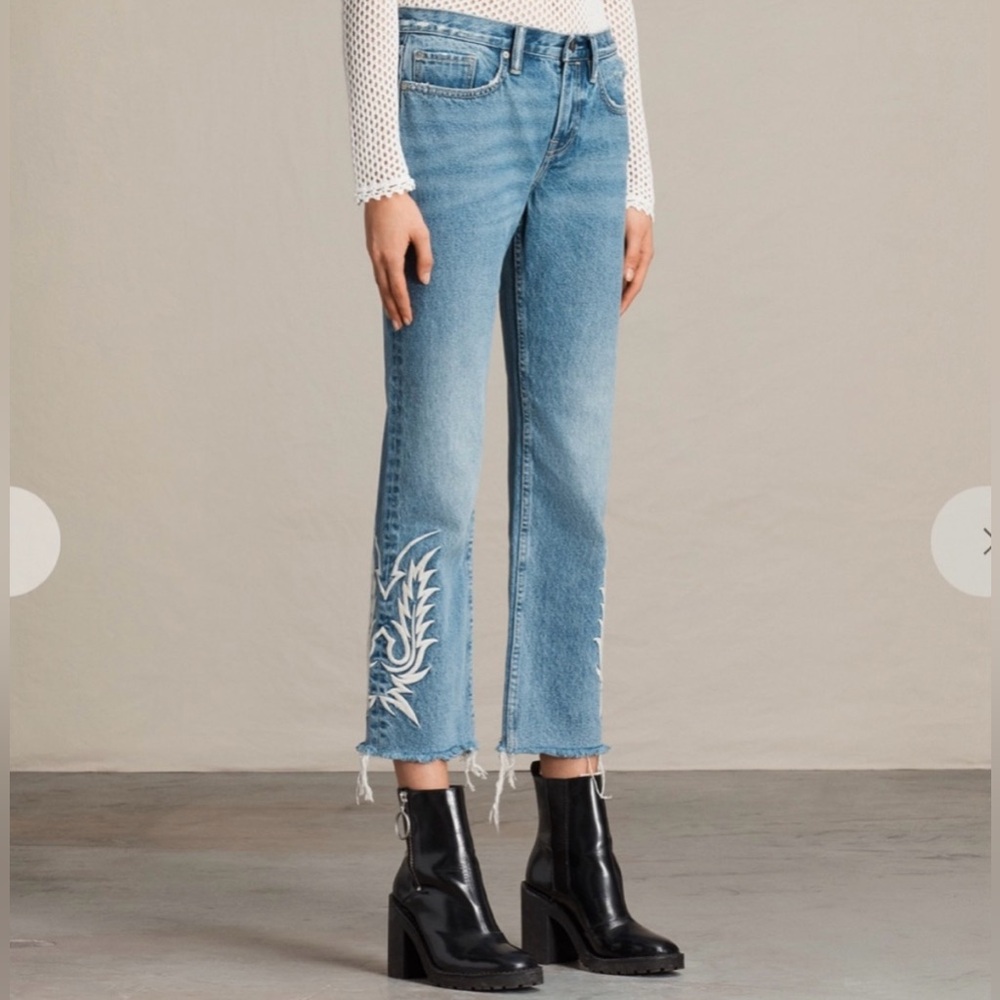 Allsaints Philly western style | Relaxed fit light jeans
